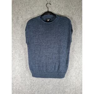 Cable & Gauge Top Women Large Blue‎ knit Sleeveless Coastal Nautical Relax